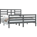 CADRE DE LIT GRIS BOIS MASSIF 160X200 CM - VIDAXL