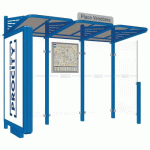 ABRI BUS CONVIVIALE 3 M CAISSON BARDAGE DROIT BLEU 5010 - PROCITY