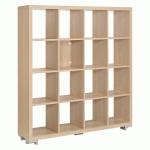 BIBLIOTHÈQUE 16 CASES BOIS H 146 X L 130 CM SHINY CHÊNE CLAIR