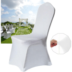 FROADP - LOT DE 50 MODERNE HOUSSES DE CHAISE DE SALLE À MANGER EXTENSIBLE RUBAN STRETCH COUVERTURE DE CHAISE BLANC POUR MARIAGE DÉCORATION BANQUET