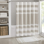 RIDEAU DE DOUCHE GAUFRÉ PIÉCÉ EN TISSU MICROFIBRE SOLIDE GESTION DE L'HUMIDITÉ DÉCORATIONS MODERNES DE SALLE DE BAIN À LA MAISON, 72X72, TAUPE