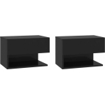 TABLES DE CHEVET MURALES 2 PCS NOIR