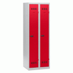 VESTIAIRE 2 COLONNES COLOR MONOBLOC INDUSTRIE PROPRE - A CODE - ROUGE