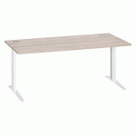 BUREAU DROIT L 180 CM CHÊNE GRIS PIÈTEMENT MÉTAL PLUS BLANC BRUNEAU EXCELLENS