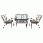 ENSEMBLE CEBU : 1 TABLE BASSE 1 CANAPÉ 2 FAUT GRIS/NATUREL