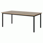 TABLE MALIBU 160X80 T4 4P STRA ALAISÉ CHÊNE 1146/NOIR 9005