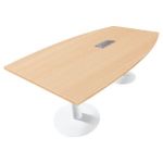 TABLE TONNEAU AVEC ÉLECTRIFICATION ACTUAL L. 200 X 100 CM - PLATEAU HÊTRE - PIÈTEMENT TULIPE BLANC