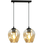 EMIBIG LIGHTING - EMIBIG ISTAR PLAFONNIER BARRE NOIRE AVEC ABAT-JOUR EN VERRE AMBRÉ, 2X E27