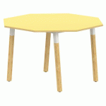 TABLE 4 PIEDS MÉTAL/BOIS OCTO Ø120 T5 STRAT ABS JAUNE/ALU