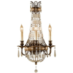 APPLIQUE LUMINEUSE ACIER CRISTAUX BRONZE H 58,4 CM LAMPE COULOIR 3 FLAMMES