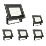 V-TAC - LOT DE 5 PROJECTEURS LED EXTÉRIEURS 100W IP65 NOIR VT-49104 - 110 ° - BLANC FROID - 6500K