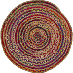 80X80 ROND - TAPIS SALON JUTE ET COTON MULTICOLORE 80X80 ROND EN JUTE - MULTICOLORE