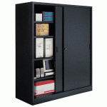 ARMOIRE MÉTALLIQUE GRAND VOLUME - JUMBO PORTES COULISSANTES GRANDE PROFONDEUR H 200 X L 180 X P 60 CM NOIR