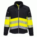 PORTWEST PW375 VESTE SOFTSHELL PW3 HAUTE VISIBILITÉ CLASSE 1 NOIR/JAUNE - TAILLE XS
