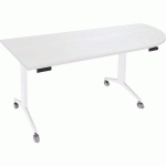 TABLE ABATTANTE AVEL 200X80 ANGLE À DROITE PERLE/PIED BLANC - SIMMOB