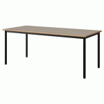 TABLE MALIBU 180X80 T5 4P STRA ALAISÉ CHÊNE 1146/NOIR 9005