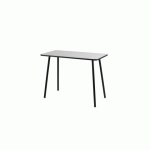 BUREAU TÉLÉTRAVAIL HOPM H.75 X L.100 X P.50 CM PLATEAU BLANC PIÈTEMENT MÉTAL NOIR