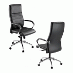 FAUTEUIL DE BUREAU STRIO CUIR - AVEC ACCOUDOIRS, APPUI-TÊTE - MÉCANISME BASCULANT AXE DÉCALÉ - PIED ALUMINIUM