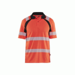 POLO DE TRAVAIL HAUTE VISIBILITÉ ANTI-UV 3595 - ROUGE FLUO ET NOIR - XXL BLAKLADER