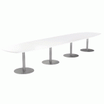 TABLE CONFÉRENCE ELGA PIED COROLLE 480X113 CM PLATEAU MÉLAMINÉ BLANC/ALU - MANUTAN COLLECTIVITÉS