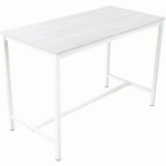 TABLE HAUTE 140X100 HT110 GRIS 25MM C. BLANC P. 40X40 BLANC
