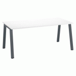 BUREAU DROIT ECLA BLANC L 180 X P 80 CM PIÈTEMENT MÉTAL FINITION ANTHRACITE