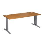 BUREAU DROIT IMEDIA - L. 180 X P. 80 CM - PLATEAU MERISIER - PIEDS ALUMINIUM