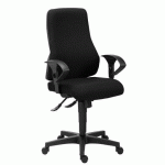 CHAISE DE BUREAU DHARK TISSU NOIR - DOSSIER HAUT AVEC ACCOUDOIRS 2D - MÉCANISME SYNCHRONE - PIEDS NOIR