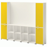 ENSEMBLE MEUBLE TV ET RANGEMENT IVO N°1 BLANC/PORTE JAUNE - QUADRIFOGLIO