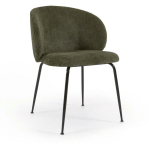 KAVE HOME - CHAISE MINNA EN CHENILLE VERTE ET PIEDS EN ACIER PEINT NOIR - VERT