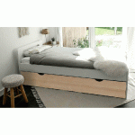 LIT GIGOGNE LEMAND  BLANC ET BOIS 90X200 CM