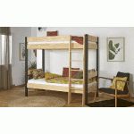 PACK LIT SUPERPOSÉ DOUGLAS + 2 MATELAS  NOIR ET BOIS 90X190 CM/OPT:MATELAS ARNO LATEX