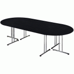 TABLE PLIANTE DEMI ROND CHROMELINE 140 FRÊNE NOIR PIED CHROMÉ