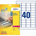 ETIQUETTE DE SÉCURITÉ LASER 45,7 X 25,4 MM AVERY L6145-20 BLANCHE - POCHETTE DE 800