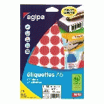 PASTILLE ADHÉSIVE Ø 24 MM AGIPA 114323 ROUGE - BOÎTE DE 400
