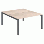 PÔLE 2 BUREAUX DROITS ARKO L 140 X P 168 CM PLATEAUX CHÊNE CLAIR PIÈTEMENT MÉTAL ANTHRACITE