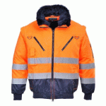 PORTWEST PJ50 BLOUSON PILOTE 3 EN 1 HAUTE VISIBILITÉ ORANGE/MARINE - TAILLE M