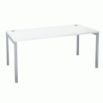 BUREAU DROIT SQUADRA L 160 X P 80 CM PLATEAU BLANC PIÈTEMENT ALUMINIUM