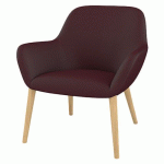 FAUTEUIL CITY DOSSIER BAS PIED BOIS TISSU GRENAT - QUADRIFOGLIO
