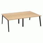 PÔLE DE 4 BUREAUX EDEN ARCHE L 240 CM AVEC GOULOTTE INTÉGRÉE PLATEAU CHÊNE CLAIR PIED ANTHRACITE