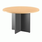 TABLE RONDE DIAMÈTRE 120 CM PIEDS CROIX ANTHRACITE PLATEAU HÊTRE EXCELLENS