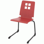 CHAISE COQUE DAMIER PIÈTEMENT LUGE ACIER - ROUGE CHINOIS/CARBONE - RODET