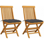 CHAISES DE JARDIN AVEC COUSSINS ANTHRACITE 2 PCS BOIS DE TECK - VIDAXL