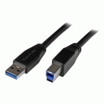 STARTECH.COM CÂBLE USB 3.0 ACTIF USB-A VERS USB-B DE 5 M - CORDON USB A VERS B - USB 3.1 GEN 1 (5 GB/S) - M/M - NOIR - CÂBLE USB - USB TYPE B POUR USB TYPE A - 5 M