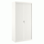 ARMOIRE MÉTAL À RIDEAUX DÉMONTABLE CLASSIQUE H 200 X L 100 CM CORPS BLANC / RIDEAUX BLANC
