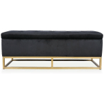 BANQUETTE COFFRE ANGELE VELOURS NOIR PIEDS DORÉ - NOIR