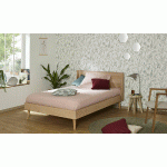 PACK LIT RIDDEL + MATELAS  BOIS NATUREL 120X190 CM