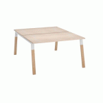 PÔLE DE 2 BUREAUX ECLA CHÊNE CLAIR L 140 X P 80 CM PIEDS MÉTAL FINITION BOIS