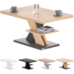 CASARIA - TABLE BASSE 90X60X45CM TABLE DE SALON 50KG TABLE BASSE MODERNE DESIGN RANGEMENT INTÉRIEUR BOIS GRIS
