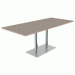 TABLE MENORCA 180X80 T6 STR ALAISÉ CHÊNE H. CAPPUCCIN/CHROMÉ - MOBIDECOR